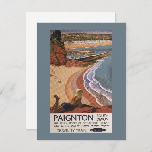 崖から見下ろすイギリス鉄道の少女 ポストカード (正面/裏面)