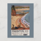 崖から見下ろすイギリス鉄道の少女 ポストカード (正面)