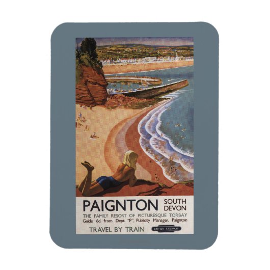 崖から見下ろすイギリス鉄道の少女 マグネット (縦)