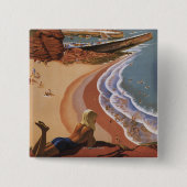 崖から見下ろすイギリス鉄道の少女 缶バッジ (正面)