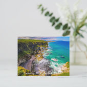 崖とターコイズシー北アイルランド ポストカード (スタンド正面)