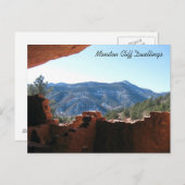 崖に建てられた家からの山景色 ポストカード (正面/裏面)