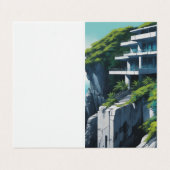 崖に絵画あるアニメの灰色のコンクリート造り 名刺 (外部フラット)