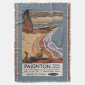 崖に見ているイギリスの鉄道の女の子 スローブランケット (正面縦)