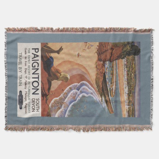崖に見ているイギリスの鉄道の女の子 スローブランケット (正面)