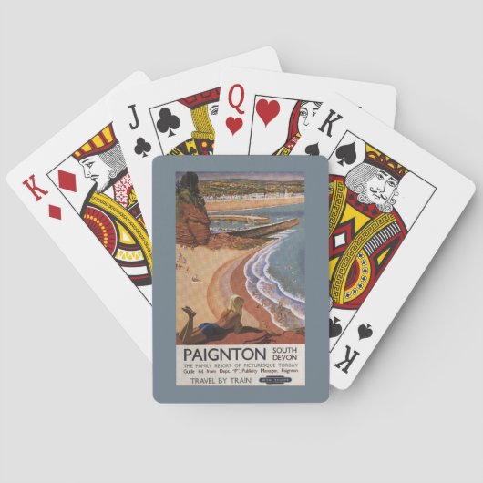 崖に見ているイギリスの鉄道の女の子 トランプ (裏面)