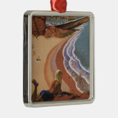 崖に見ているイギリスの鉄道の女の子 メタルオーナメント (右)