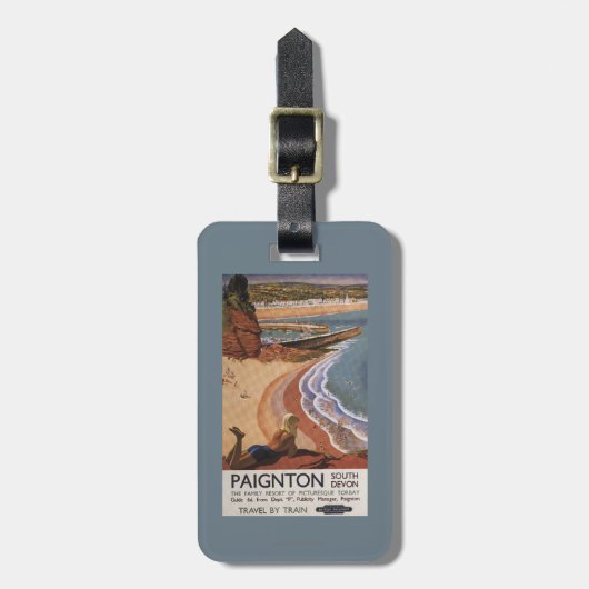 崖に見ているイギリスの鉄道の女の子 ラゲッジタグ (正面縦)