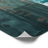 崖のエッジ海風景油絵 ポスター (角)