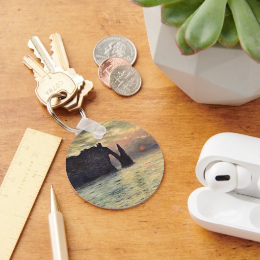 崖のエトレタ、クロード・モネによる夕焼け キーホルダー (デスク)