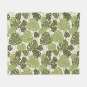 崖のハンガーのハワイアンのMonsteraの葉 フリースブランケット (正面(横))