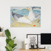 崖の上で休んでいるカモメ ポスター (ホームオフィス)