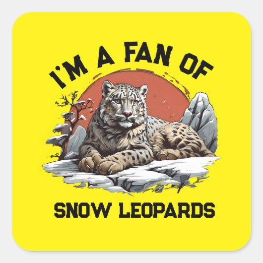 崖の上に積もったユキヒョウ スクエアシール (正面)