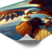 崖の上に5時間365日に営巣するイーグルファミリー ポスター (角)