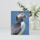 崖の上のニシツブクロハジロ(Fratercula Arctica) ポストカード (スタンド正面)