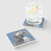 崖の上のニシツブテ（Fratercula arctica） ストーンコースター (横)