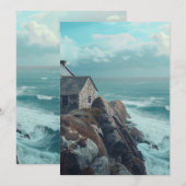 崖の上の中世の別荘 招待状 (正面/裏面)