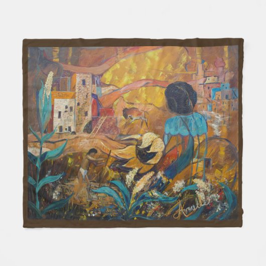 崖の住人 フリースブランケット (正面(横))