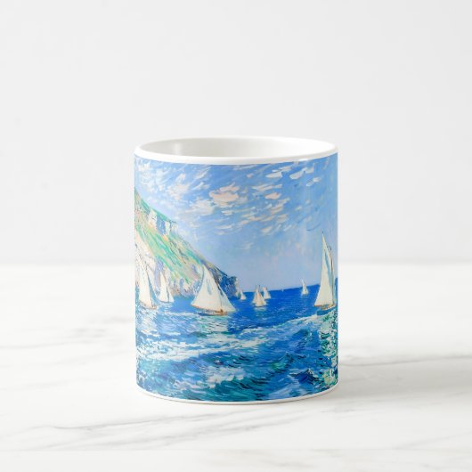 崖の印象派の帆船 - 海の芸術 コーヒーマグカップ (中央)