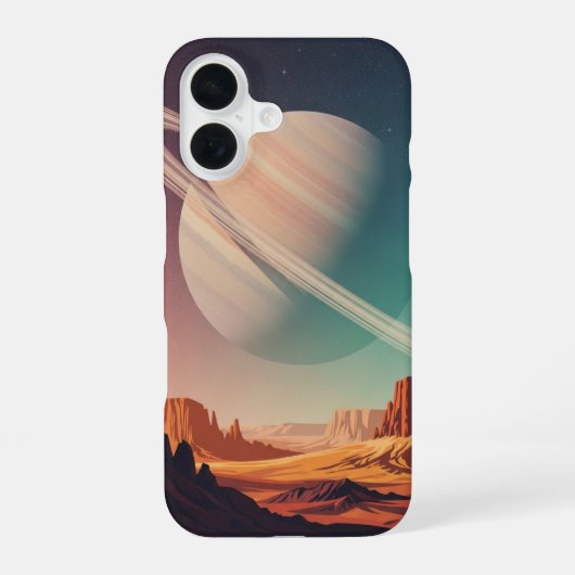 崖の向こうのヴィンテージプラネット iPhone 16ケース (裏面)