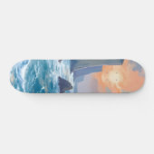 崖の小湾 | 海岸の海の水彩画 スケートボード (横)