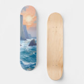 崖の小湾 | 海岸の海の水彩画 スケートボード (正面)