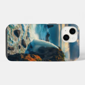崖の滝は優雅に落ちる iPhoneケース (裏面横)