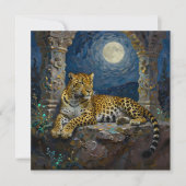 崖の端に佇む雄大なヒョウ | 無地 カード (正面)