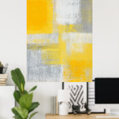 「崖」グレーと黄色の抽象芸術アートポスタープリント ポスター (ホームオフィス)
