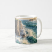 崖 海の波 海岸の風景 コーヒーマグ コーヒーマグカップ (正面右)