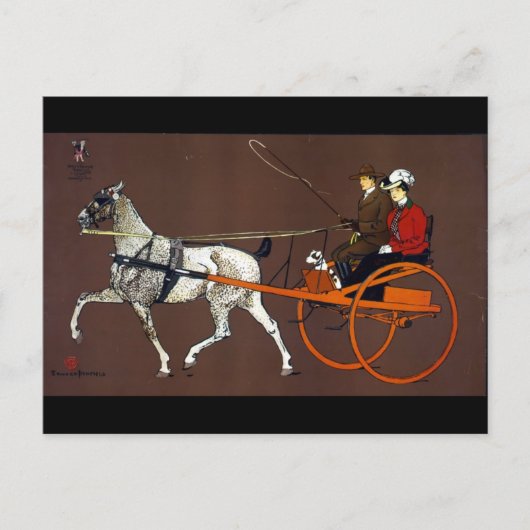 崩壊するカートの中のカップル ポストカード (正面)