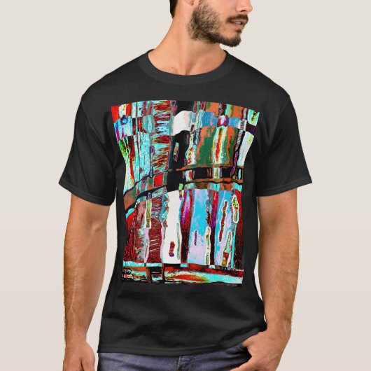 崩壊の反射抽象デザインのダークTシャツ Tシャツ (正面)