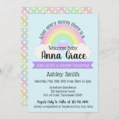 嵐が来るたびに虹の赤ちゃんシャワーが浴びる 招待状 (正面/裏面)