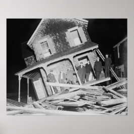 嵐で被害を受けた家、1914年。ヴィンテージ写真 ポスター