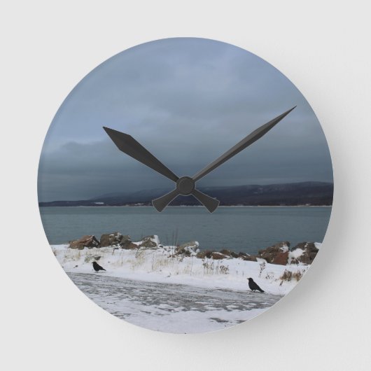 嵐に一緒に勇敢に立ち向かいます ラウンド壁時計 (正面)