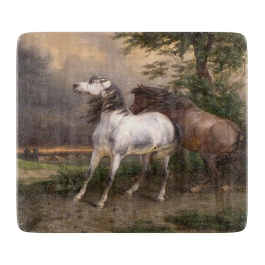 嵐に怯えた馬（カーレ・バーネット） カッティングボード (正面)