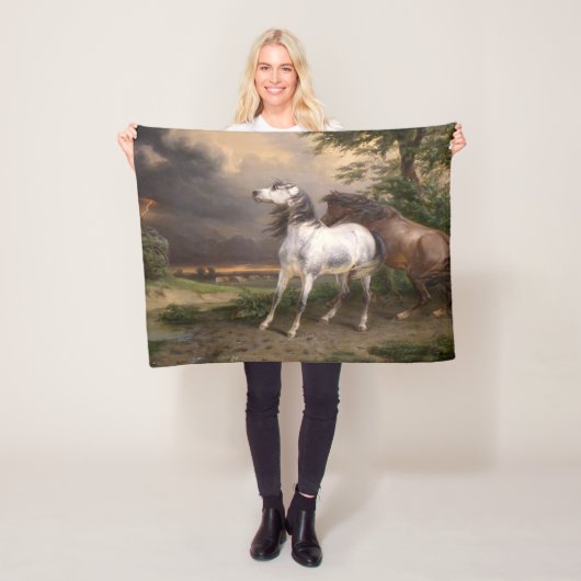 嵐に怯えた馬(カーレ・バーネット) フリースブランケット (インサイチュ)