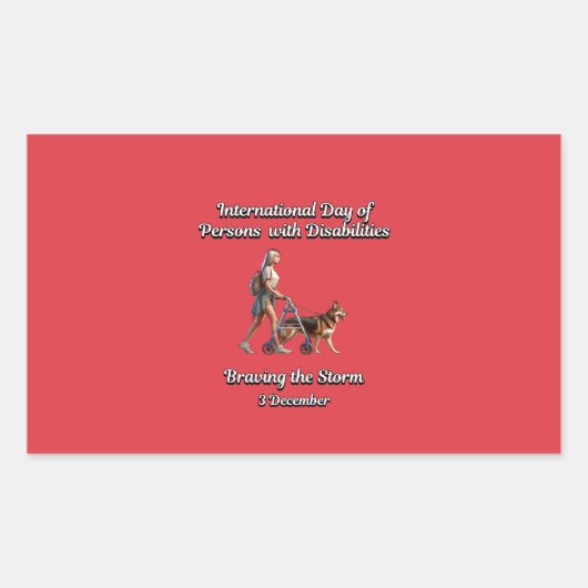 嵐に打ち勝つこと。障害者 長方形シール (正面)