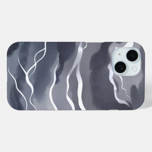 嵐のような空 | ダークグレースカイウォーターのカラー抽象芸術 Case-Mate iPhoneケース (裏面 (横))