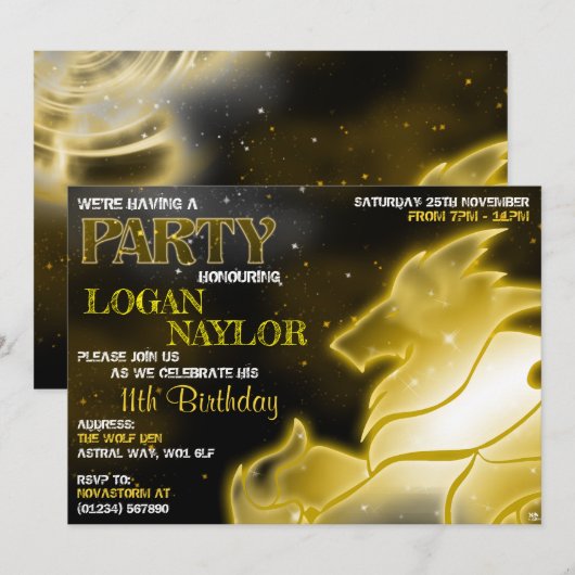 嵐のオオカミ アストラル グロー インビテーション (正面/裏面)