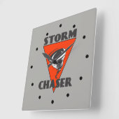 嵐のチェーサーのトルネードおよび赤い三角形 スクエア壁時計 (傾斜)