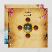 嵐のライダー、中世の騎士ルビーモノグラム 招待状 (正面/裏面)