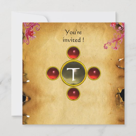 嵐のライダー、中世の騎士ルビーモノグラム 招待状 (正面)