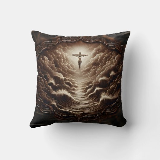 嵐の中でイエスが十字架につけられた海 クッション (裏面)