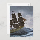 嵐の中でコルベットの帆船 ポストカード (正面/裏面)