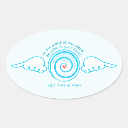 嵐の中でハートを静める 楕円形シール (正面)