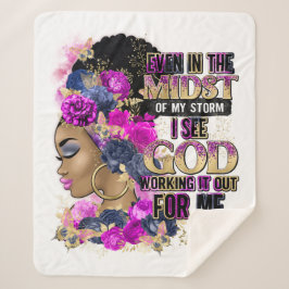 嵐の中で女王ブラックメラニン女性の茶色の肌 シェルパブランケット