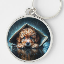 嵐の中で心温まる湿った犬 キーホルダー