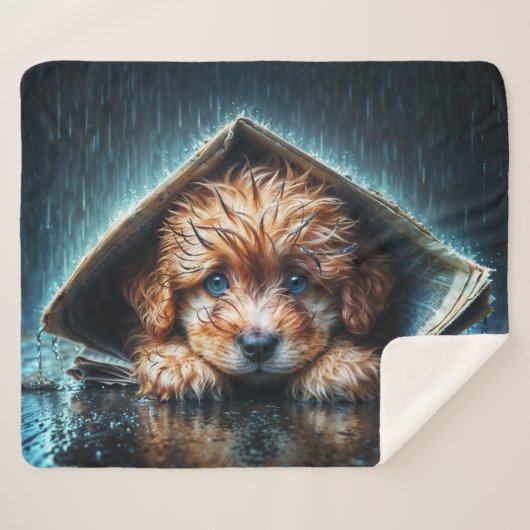 嵐の中で心温まる湿った犬 シェルパブランケット (正面(横))