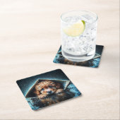 嵐の中で心温まる湿った犬 スクエアペーパーコースター (インサイチュ)